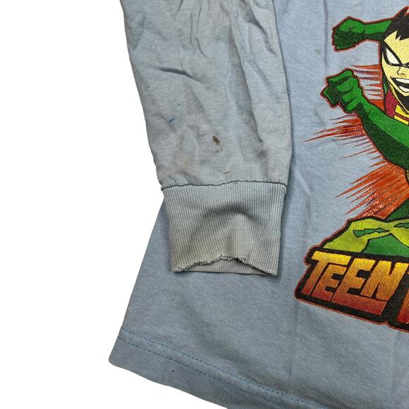Vintage 00s Teen Titans Comics Long Sleeve Tee T-Shirt FLAW Blue Youth Small - Picture 4 of 8